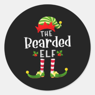 Bearded Christmas Elf Matching Pajama X-mas Party Classic Round Sticker