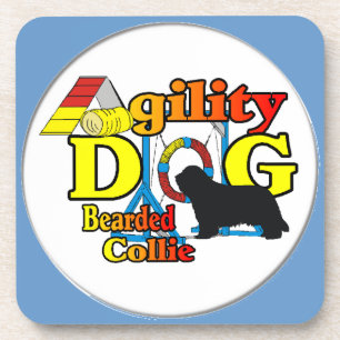 bearded collie agility beverage coaster