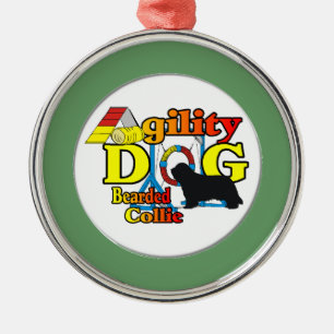 bearded collie agility metal ornament