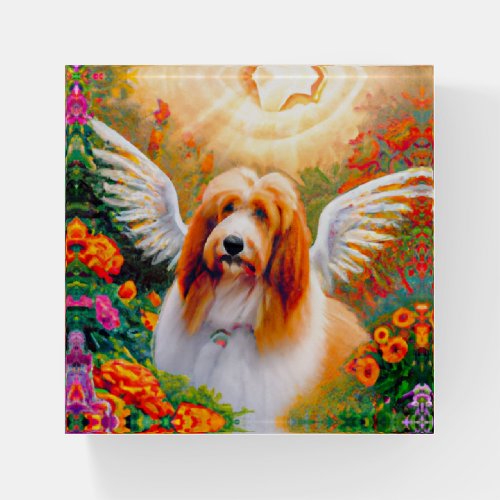 Bearded Collie Angel Wings Pet Memorial Paperweight