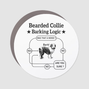 Bearded Collie Barking Logic Funny Dog Sarcastic Car Magnet