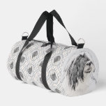Bearded Collie Beardie Black Drawing Cute Dog Art Duffle Bag