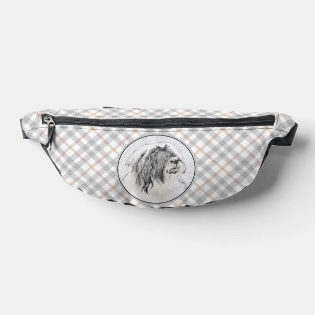 Bearded Collie Beardie Black Drawing Cute Dog Art Fanny Pack (Lay Down)