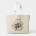 Bearded Collie Beardie Black Drawing Cute Dog Art Large Tote Bag