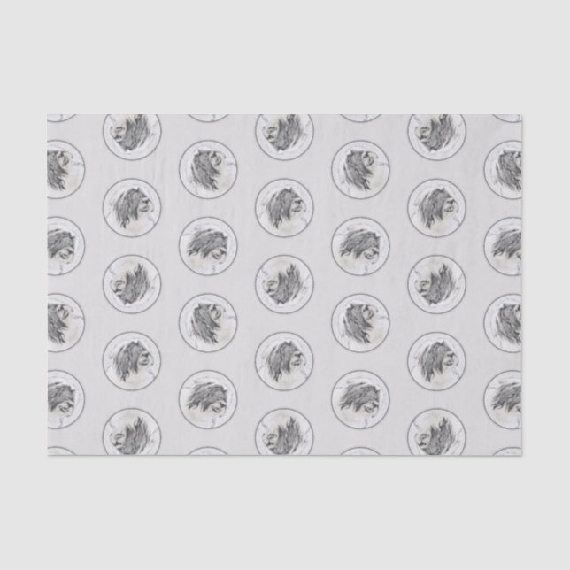 Bearded Collie Beardie Black Drawing Cute Dog Art Tissue Paper (Front)