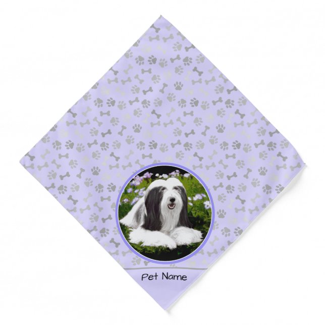 Bearded Collie Beardie Black Painting Cute Dog Art Bandana (Front)