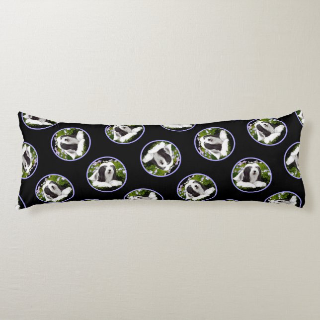 Bearded Collie Beardie Black Painting Cute Dog Art Body Pillow (Front)