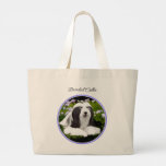Bearded Collie Beardie Black Painting Cute Dog Art Large Tote Bag