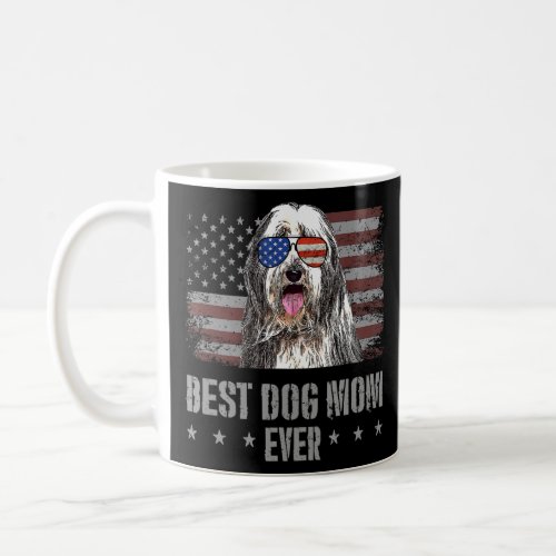 Bearded Collie Best Dog Mom Ever Retro Usa America Coffee Mug