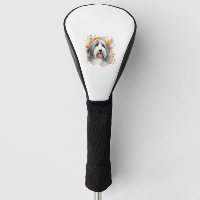 Bearded Collie between Wildflowers 1 Golf Head Cover (Front)