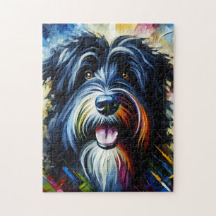 Bearded Collie   Black   Dog Acrylic Print Jigsaw Puzzle