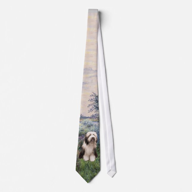 Bearded Collie - By the Seine Tie (Front)