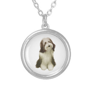 Bearded Collie (C) Silver Plated Necklace