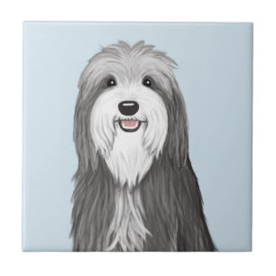 Bearded Collie Cartoon Dog Ceramic Tile