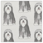 Bearded Collie Cartoon Dog Patterned Fabric