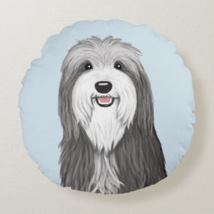 Bearded Collie Cartoon Dog Round Pillow