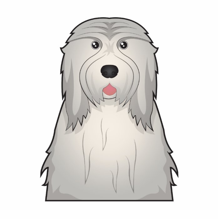 Bearded Collie Cartoon Portrait Cut Out