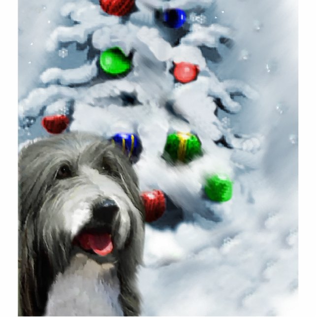 Bearded Collie Christmas Gifts Statuette (Front)
