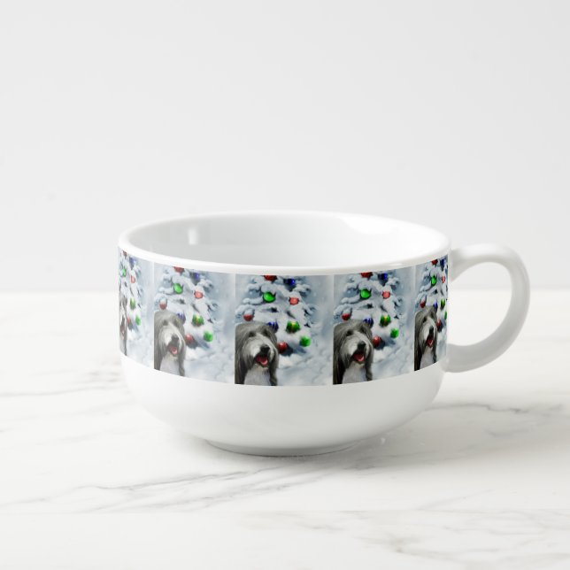Bearded Collie Christmas Soup Mug (Left)
