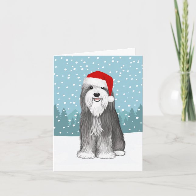 Bearded Collie Cute Dog Christmas Custom Holiday Card (Front)