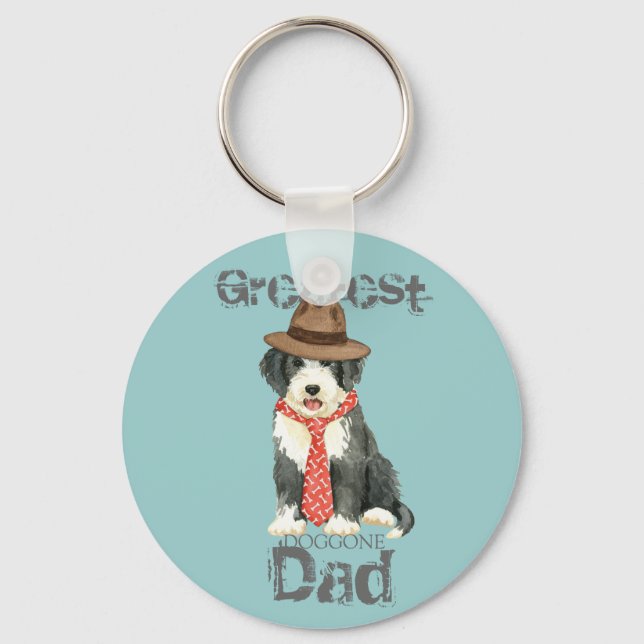 Bearded Collie Dad Keychain (Front)