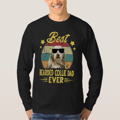 Bearded Collie Dad Vintage Sunglasses Bearded Coll T_Shirt