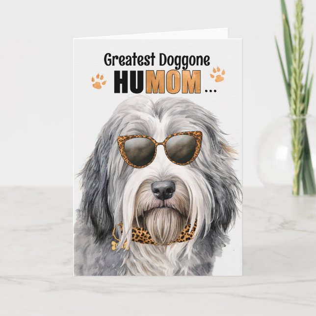Bearded Collie Dog Best HuMOM Ever Mother's Day Holiday Card (Front)
