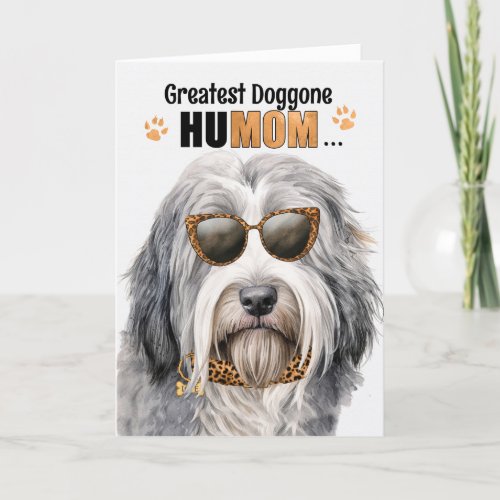 Bearded Collie Dog Best HuMOM Ever Mothers Day Holiday Card