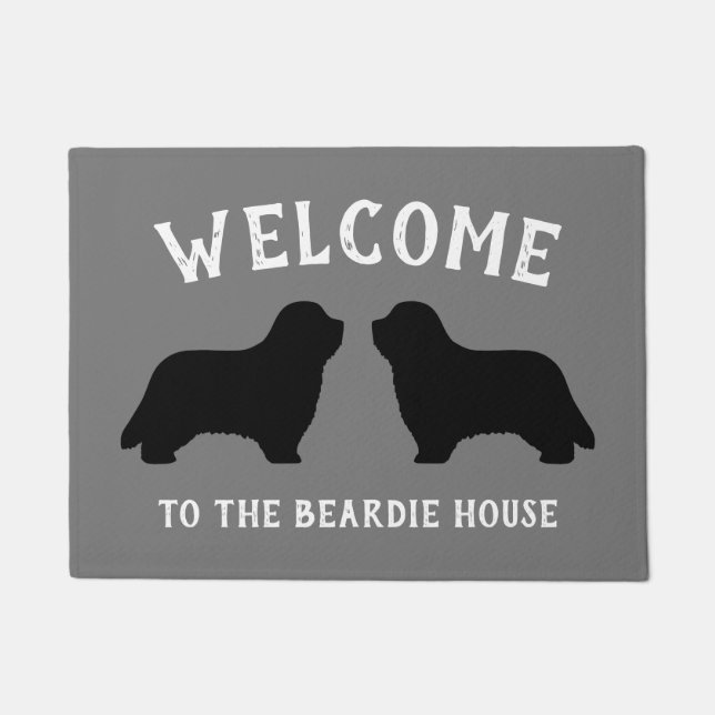 Bearded Collie Dog Breed Silhouettes Custom Doormat (Front)