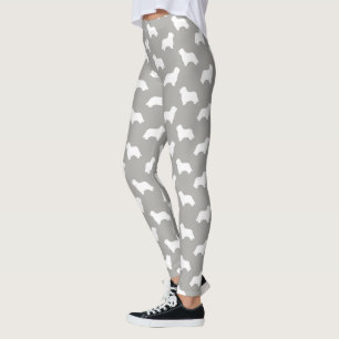 Bearded Collie Dog Breed Silhouettes Pattern Leggings