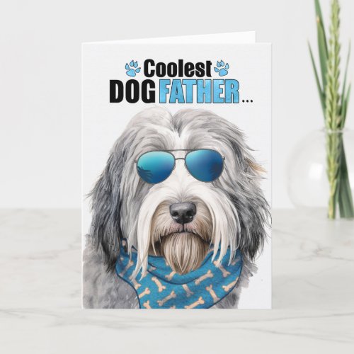 Bearded Collie Dog Coolest Dad Ever Fathers Day Holiday Card