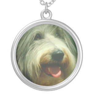 Bearded Collie Dog Face Necklace