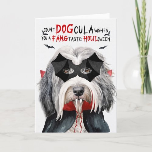 Bearded Collie Dog Funny Count DOGcula Halloween Holiday Card