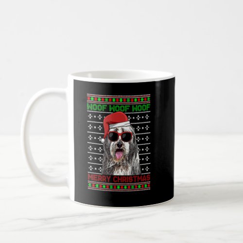 Bearded Collie Dog Funny Woof Merry Christmas  Coffee Mug