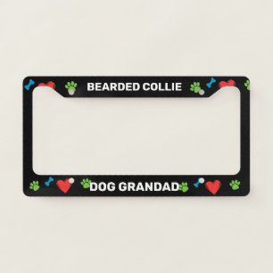 Bearded Collie Dog Grandad License Plate Frame
