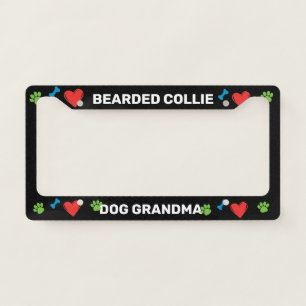 Bearded Collie Dog Grandma License Plate Frame