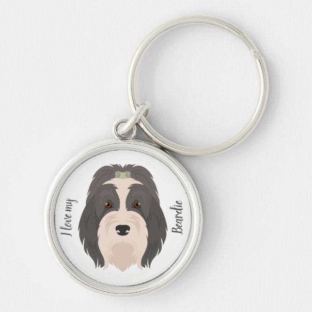 Bearded Collie dog Keychain (Front)