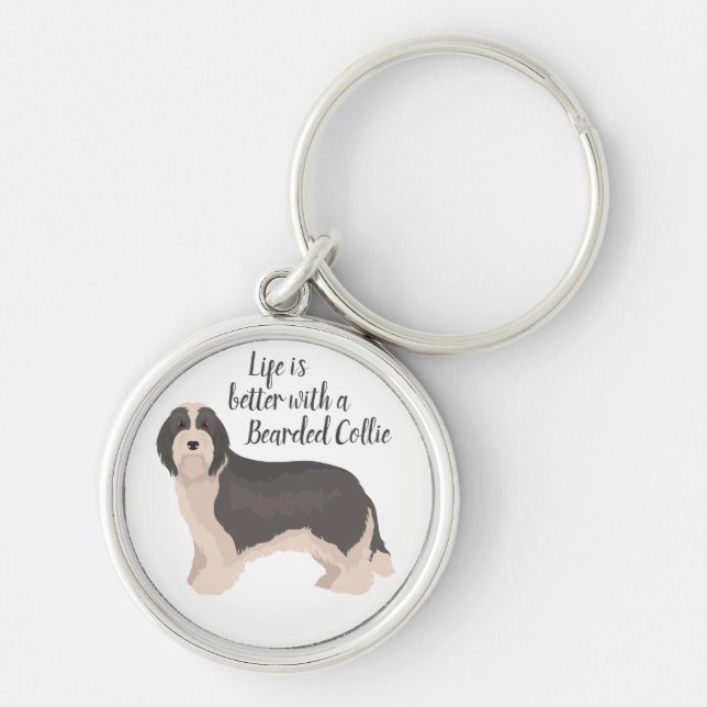 Bearded Collie dog Keychain (Front)