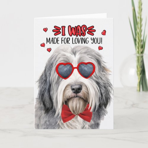 Bearded Collie Dog Made for Loving You Valentine Holiday Card
