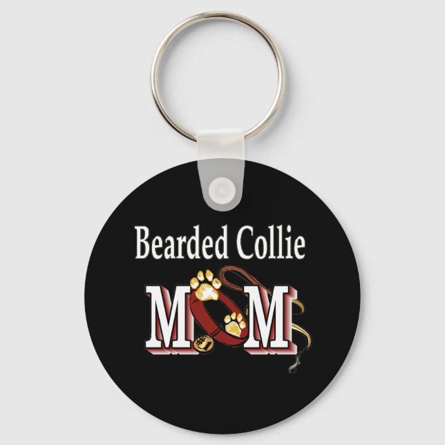 Bearded Collie Dog MOM Keychain (Front)