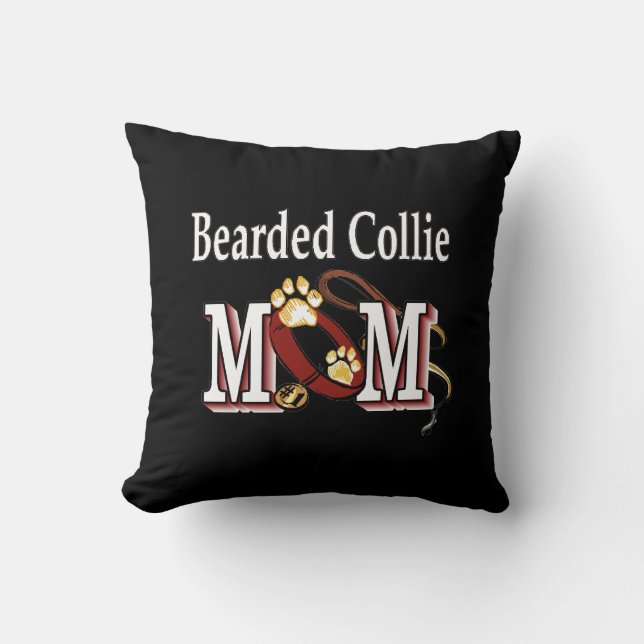 Bearded Collie Dog MOM Throw Pillow (Front)