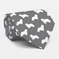 Bearded Collie Dog Silhouettes Pattern Grey