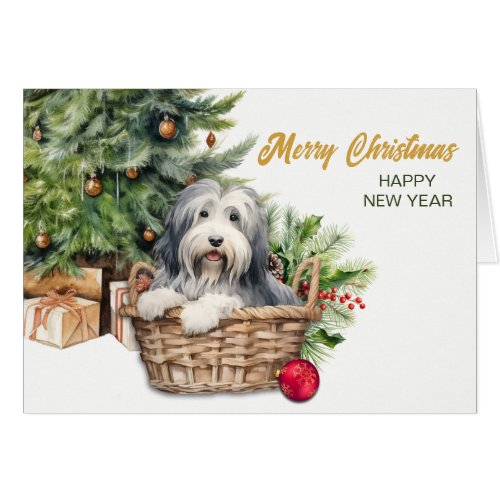 Bearded Collie Dog Wicker Basket Christmas Tree