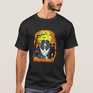 Bearded Collie Dog With Pumpkins Funny Scary Hallo T-Shirt