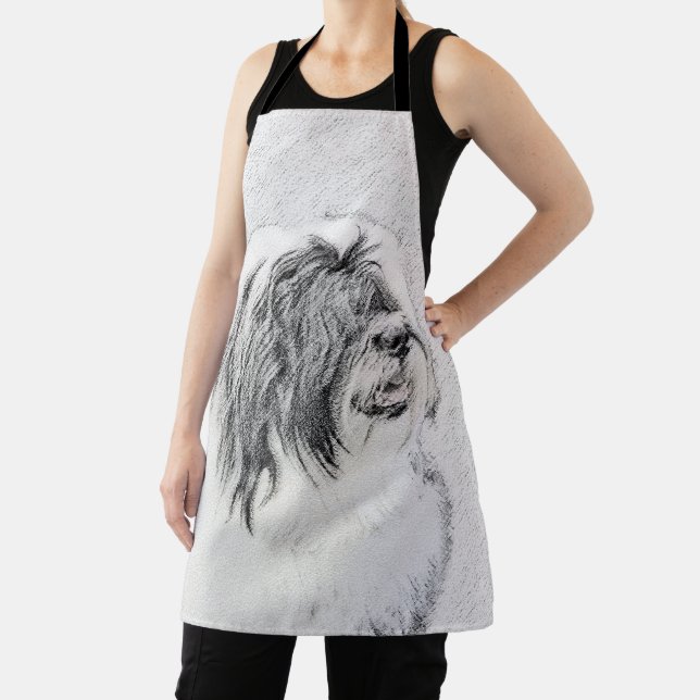 Bearded Collie Drawing - Cute Original Dog Art Apron (Insitu)