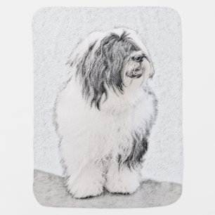 Bearded Collie Drawing - Cute Original Dog Art Baby Blanket