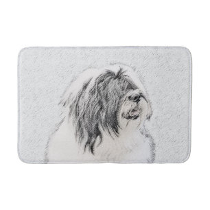 Bearded Collie Drawing - Cute Original Dog Art Bath Mat