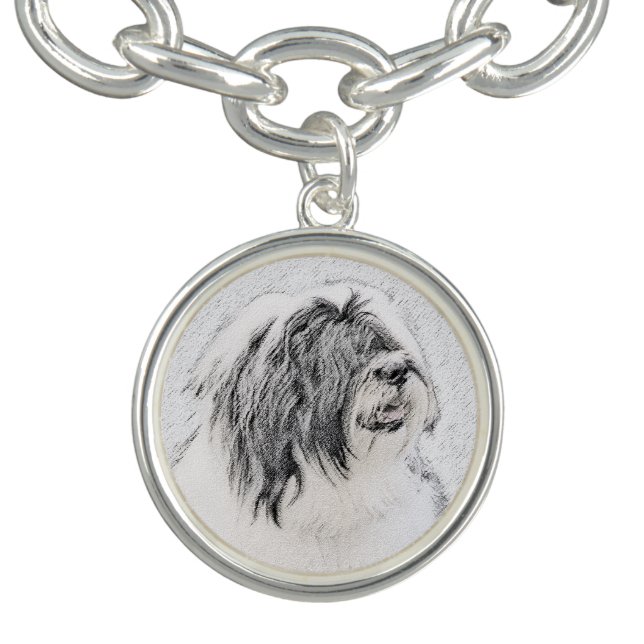 Bearded Collie Drawing - Cute Original Dog Art Bracelet (Design)