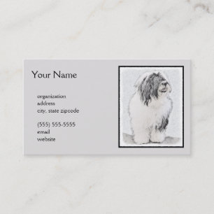 Bearded Collie Drawing - Cute Original Dog Art Business Card