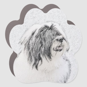 Bearded Collie Drawing - Cute Original Dog Art Car Magnet